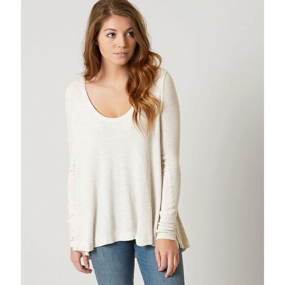 We the Free x Revolve Malibu Thermal Top Oatmeal Heather XS Relaxed Thumb Holes - Picture 1 of 13